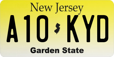 NJ license plate A10KYD