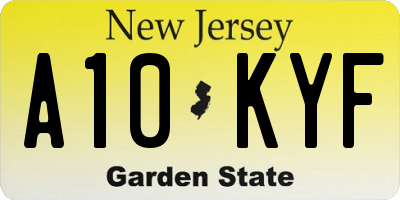 NJ license plate A10KYF