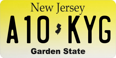 NJ license plate A10KYG