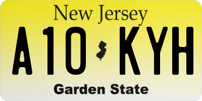 NJ license plate A10KYH