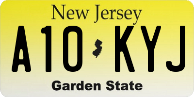 NJ license plate A10KYJ