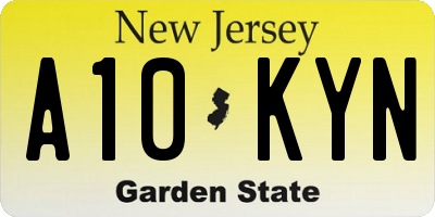 NJ license plate A10KYN