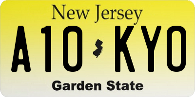 NJ license plate A10KYO