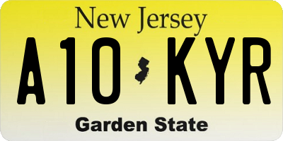 NJ license plate A10KYR