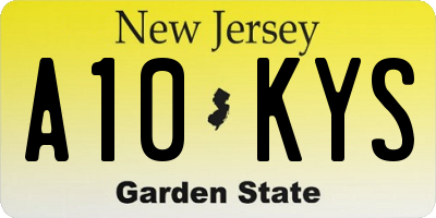 NJ license plate A10KYS