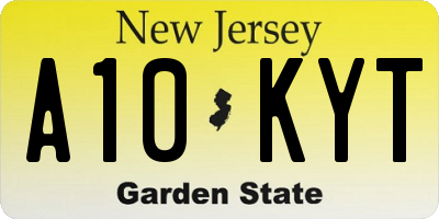 NJ license plate A10KYT