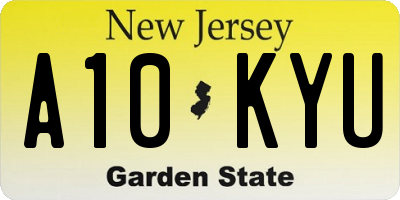 NJ license plate A10KYU