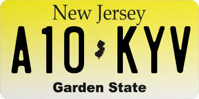 NJ license plate A10KYV