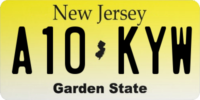 NJ license plate A10KYW