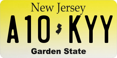 NJ license plate A10KYY