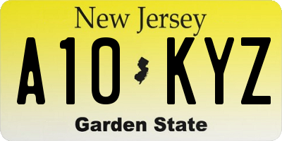 NJ license plate A10KYZ