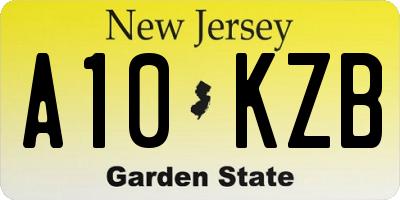 NJ license plate A10KZB