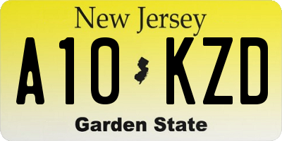 NJ license plate A10KZD