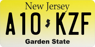 NJ license plate A10KZF