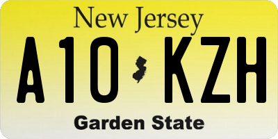 NJ license plate A10KZH