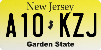 NJ license plate A10KZJ