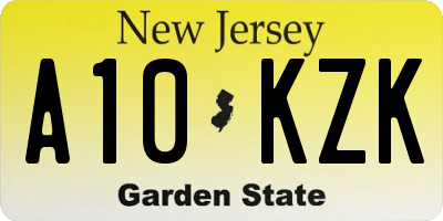 NJ license plate A10KZK