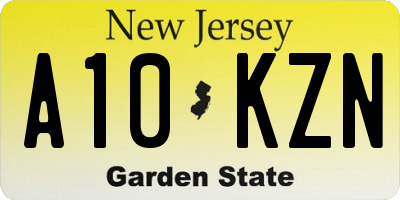 NJ license plate A10KZN