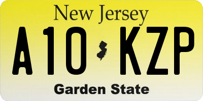 NJ license plate A10KZP