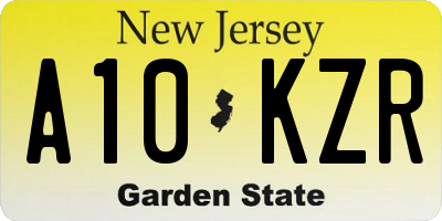 NJ license plate A10KZR