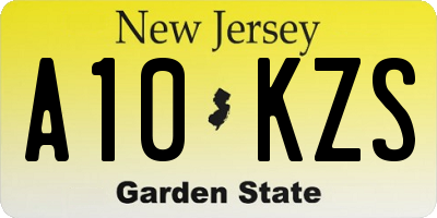 NJ license plate A10KZS