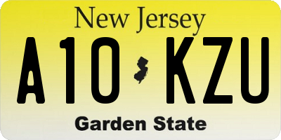 NJ license plate A10KZU