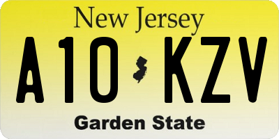 NJ license plate A10KZV