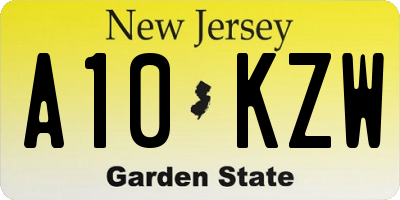 NJ license plate A10KZW