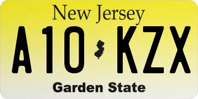 NJ license plate A10KZX