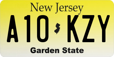 NJ license plate A10KZY