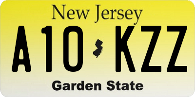 NJ license plate A10KZZ