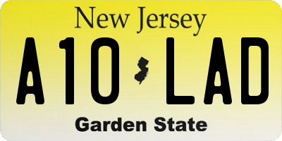 NJ license plate A10LAD