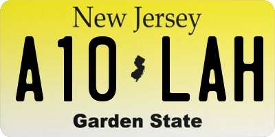 NJ license plate A10LAH