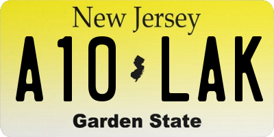 NJ license plate A10LAK