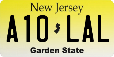 NJ license plate A10LAL