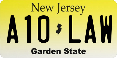 NJ license plate A10LAW