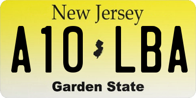 NJ license plate A10LBA