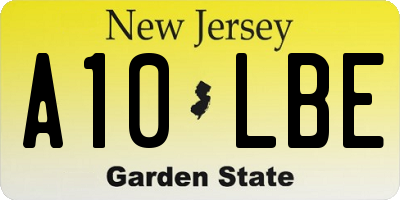 NJ license plate A10LBE