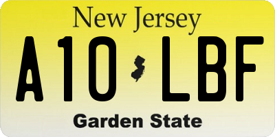 NJ license plate A10LBF