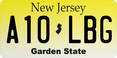 NJ license plate A10LBG