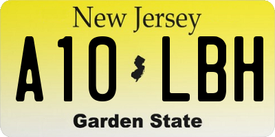 NJ license plate A10LBH