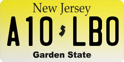 NJ license plate A10LBO