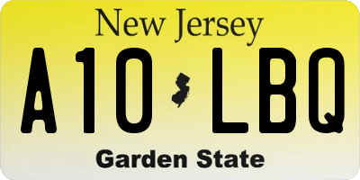 NJ license plate A10LBQ