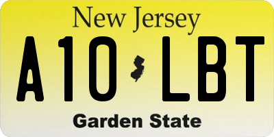 NJ license plate A10LBT