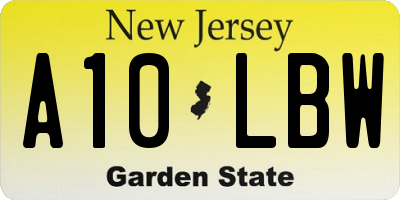 NJ license plate A10LBW