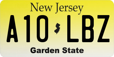 NJ license plate A10LBZ