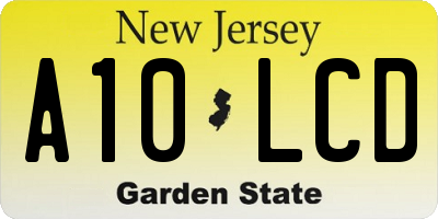 NJ license plate A10LCD