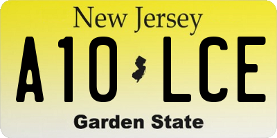 NJ license plate A10LCE