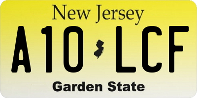 NJ license plate A10LCF