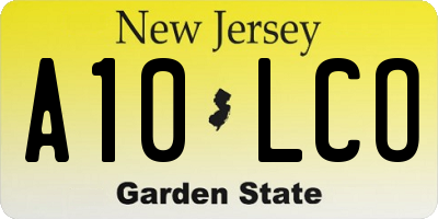 NJ license plate A10LCO